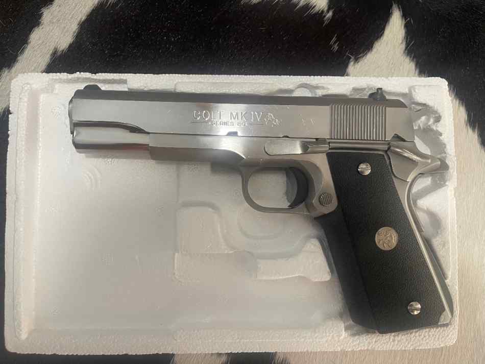 Colt 1911 Polished Slide stainless in Box vintage 